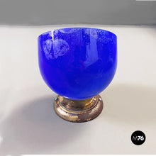 画像をギャラリービューアに読み込む, Electric blue and white glass and sheet metal appliques, 1930s