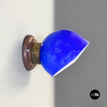 画像をギャラリービューアに読み込む, Electric blue and white glass and sheet metal appliques, 1930s