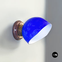 画像をギャラリービューアに読み込む, Electric blue and white glass and sheet metal appliques, 1930s