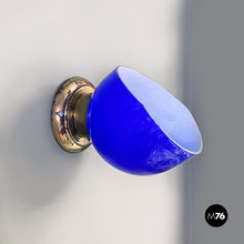 画像をギャラリービューアに読み込む, Electric blue and white glass and sheet metal appliques, 1930s