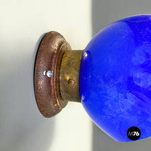 画像をギャラリービューアに読み込む, Electric blue and white glass and sheet metal appliques, 1930s