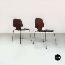 Load image into Gallery viewer, Wood single shell and chromed steel rods legs chairs, 1960s