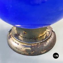 画像をギャラリービューアに読み込む, Electric blue and white glass and sheet metal appliques, 1930s