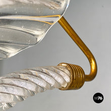 Load image into Gallery viewer, Brass and art glass chandelier, 1940s