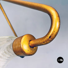 Load image into Gallery viewer, Brass and art glass chandelier, 1940s