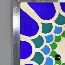 将图片加载到图库查看器,Chromed steel frame with abstract design print, 1970s