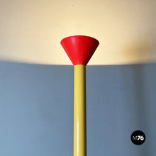 画像をギャラリービューアに読み込む, Grey, red and yellow steel Callimaco floor lamp by Ettore Sottsass for Artemide, 1982