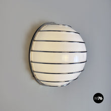 Load image into Gallery viewer, Metal rod structure and white plastic lampshade wall lamp, 1970s
