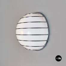 Load image into Gallery viewer, Metal rod structure and white plastic lampshade wall lamp, 1970s