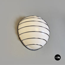 Load image into Gallery viewer, Metal rod structure and white plastic lampshade wall lamp, 1970s