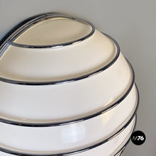 Load image into Gallery viewer, Metal rod structure and white plastic lampshade wall lamp, 1970s