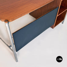 画像をギャラリービューアに読み込む, Industrial metal and wood desk with drawers, 1970s