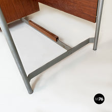 画像をギャラリービューアに読み込む, Industrial metal and wood desk with drawers, 1970s