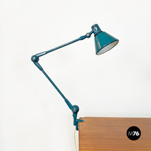 Load image into Gallery viewer, Teal colored metal Aure clamp lamp by Stilnovo, 1960s