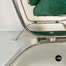 Load image into Gallery viewer, Steel and green cotton armchairs by Gastone Rinaldi for Rima, 1970s
