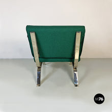 Load image into Gallery viewer, Steel and green cotton armchairs by Gastone Rinaldi for Rima, 1970s