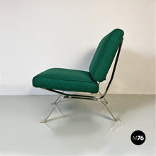 Load image into Gallery viewer, Steel and green cotton armchairs by Gastone Rinaldi for Rima, 1970s