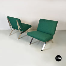 Load image into Gallery viewer, Steel and green cotton armchairs by Gastone Rinaldi for Rima, 1970s