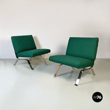 Load image into Gallery viewer, Steel and green cotton armchairs by Gastone Rinaldi for Rima, 1970s
