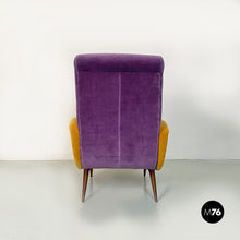 Load image into Gallery viewer, Purple and yellow armchair, 1960s
