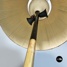 Load image into Gallery viewer, Metal, brass and beige and red fabric floor lamp, 1940s