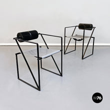 画像をギャラリービューアに読み込む, Black metal chairs "Seconda" by Mario Botta for Alias, 1985