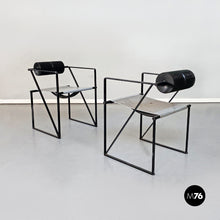 画像をギャラリービューアに読み込む, Black metal chairs "Seconda" by Mario Botta for Alias, 1985