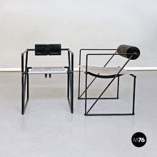 画像をギャラリービューアに読み込む, Black metal chairs "Seconda" by Mario Botta for Alias, 1985