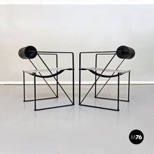画像をギャラリービューアに読み込む, Black metal chairs "Seconda" by Mario Botta for Alias, 1985