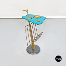 Load image into Gallery viewer, Brass table with magazine rack, 1980s