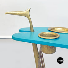 Load image into Gallery viewer, Brass table with magazine rack, 1980s