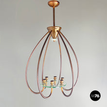 Load image into Gallery viewer, Chandelier in copper and glass, 1940s
