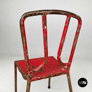 Red metal chairs, 1940s