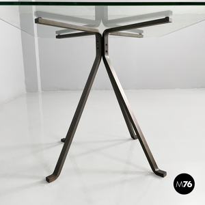 Coffee table in metal and glass Cuginetto by Enzo Mari for Driade, 1970s