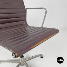 Load image into Gallery viewer, Dark grey leather office chair by Charles and Ray Eames for ICF, 1970s
