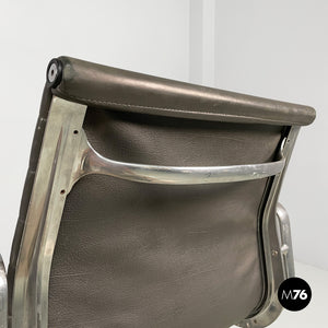 Dark grey leather office chair by Charles and Ray Eames for ICF, 1970s