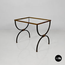 Load image into Gallery viewer, Stackable metal and glass coffee tables, 1940s
