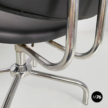 Load image into Gallery viewer, Swivel office chairs in steel and faux leather, 1960s
