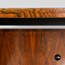 将图片加载到图库查看器，Desk in wood, black metal and brass, 1960s
