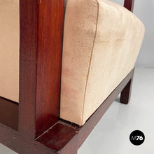 将图片加载到图库查看器，Armchair in wood and beige fabric, 1930s
