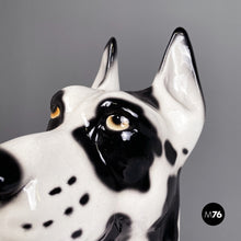 Carica l&#39;immagine nel visualizzatore di Gallery, Black and white ceramic sculpture of Harlequin Great Dane dog, 1980s
