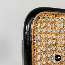 将图片加载到图库查看器，Chair in black wood, straw and steel, 1960s
