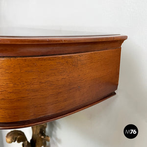 Bedside tables in golden finish wood, brass and glass, 1900s