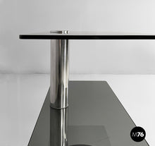 Carica l&#39;immagine nel visualizzatore di Gallery, Console in smoked glass and steel, 1980s
