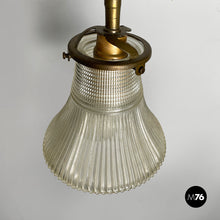 将图片加载到图库查看器，Wall lamp in brass and glass, 1940s

