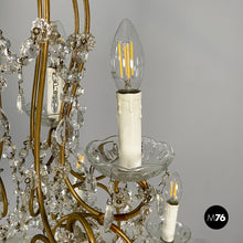 Carica l&#39;immagine nel visualizzatore di Gallery, Glass drop chandelier with brass structure, 1900-1950s
