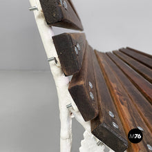 Load image into Gallery viewer, Wooden and white cast iron bench, 1930s
