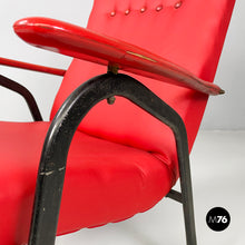 Load image into Gallery viewer, Armchair in red sky and black metal, 1960s
