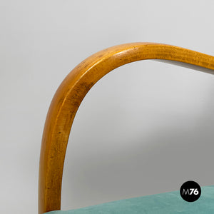 Armchairs in light blue and wood, 1950s