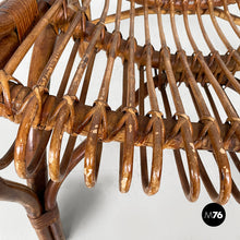 Load image into Gallery viewer, Armchairs with armrest in rattan, 1960s
